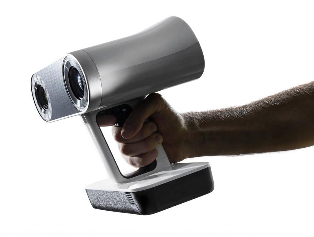 Man hand-holding 3D commercial scanner for protection 3D printing