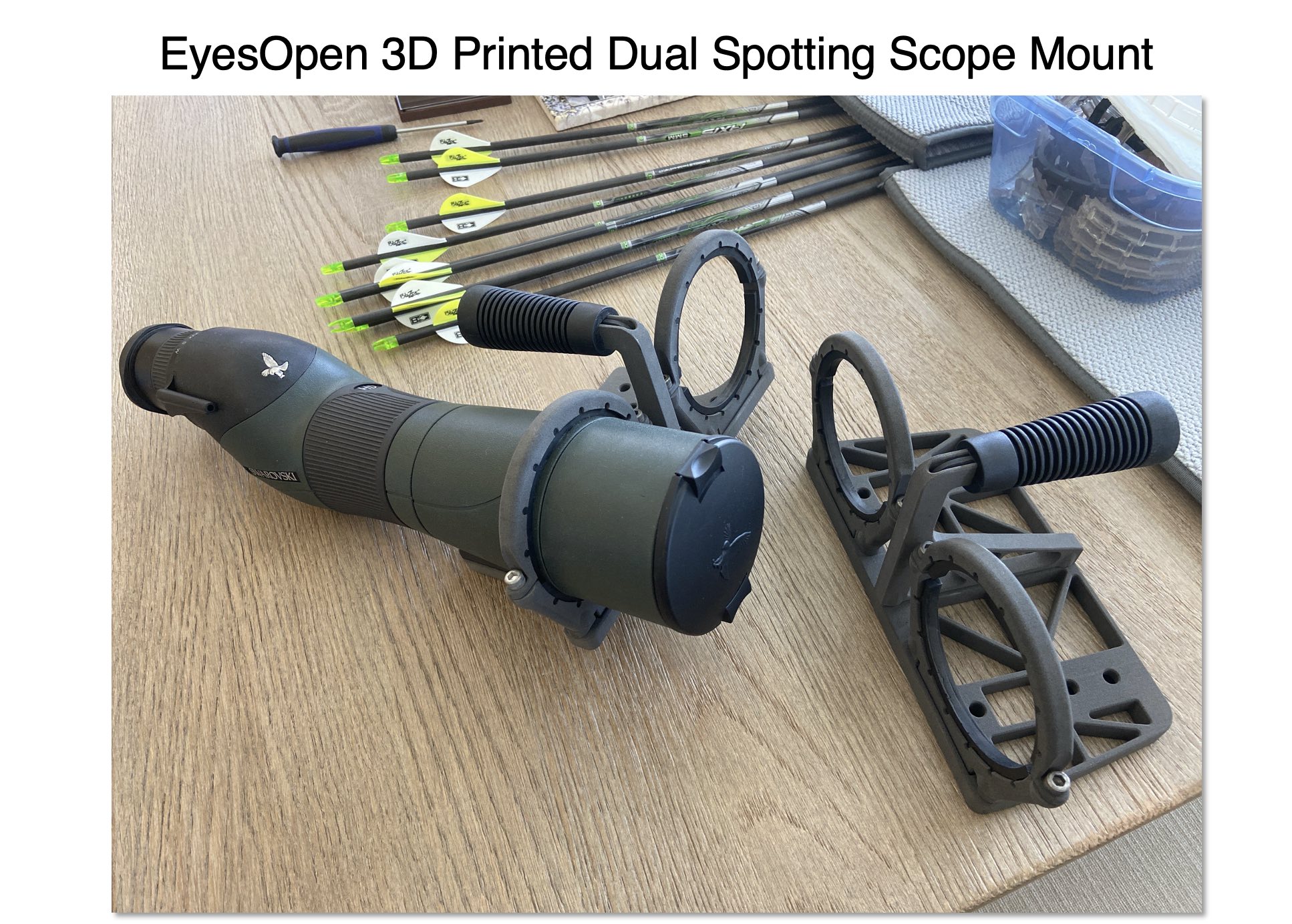 Image of EyesOpen 3D Printed Dual Spotting Scope Mount, by www.az3dprint.com